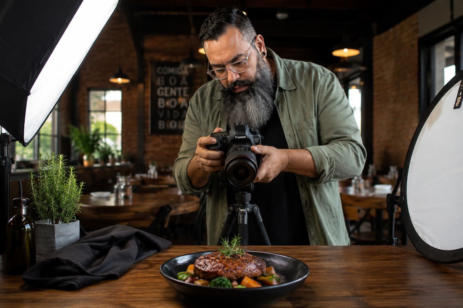 Adriano de Azeredo em contexto de fotografia gastronômica